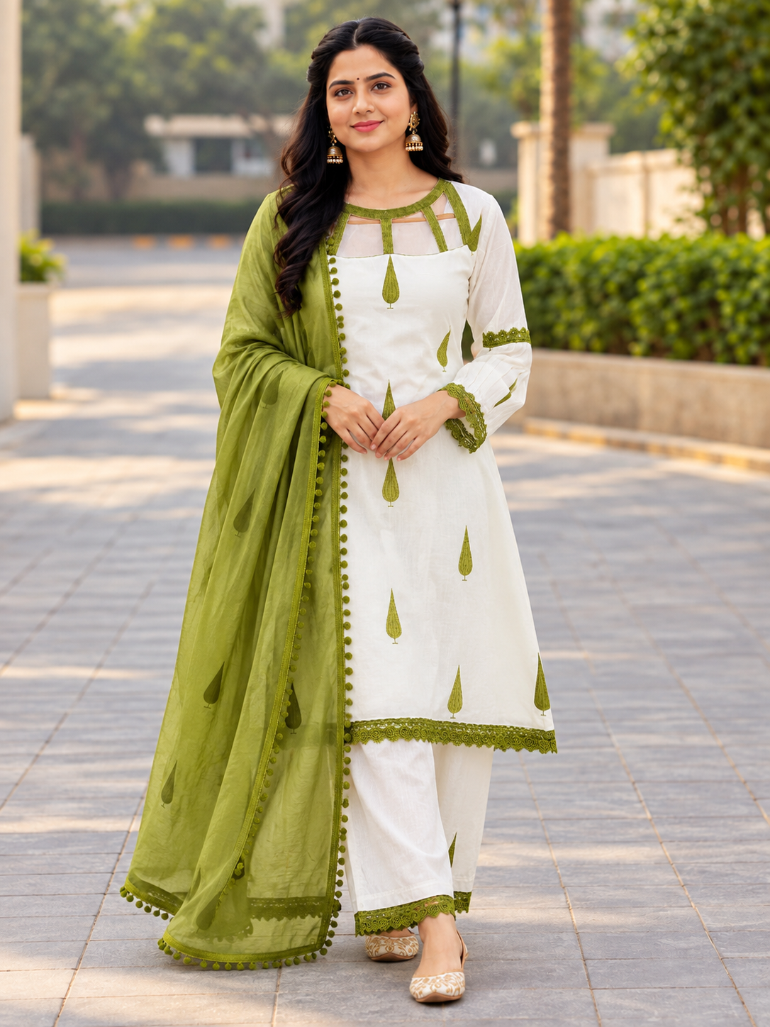 Pure Heavy Natural Satin Top with Farshi & Dupatta