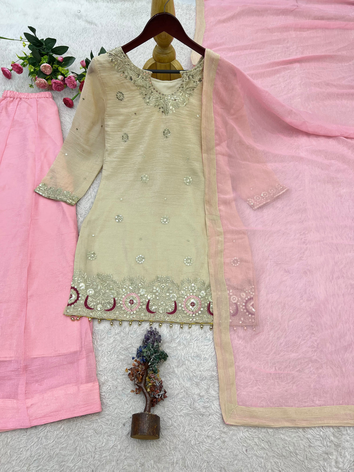 3 Piece Top, Plazzo and Dupatta