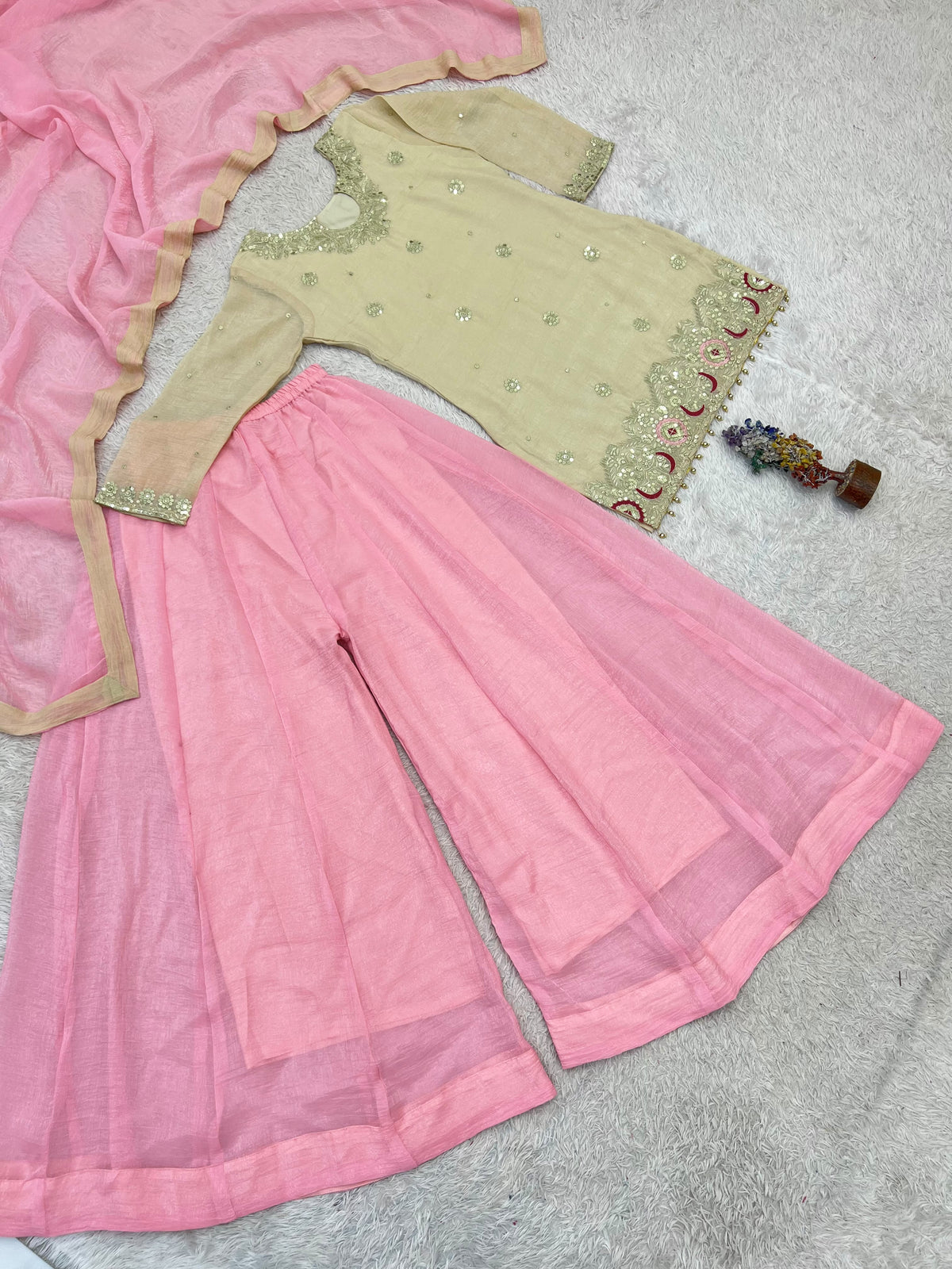 3 Piece Top, Plazzo and Dupatta