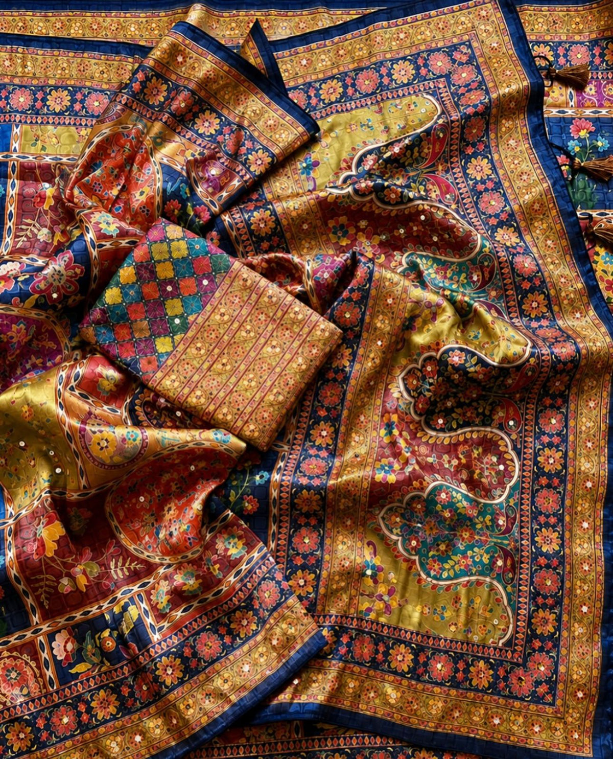 Soft Georgette Colorful Threads Work Saree (Coloring)