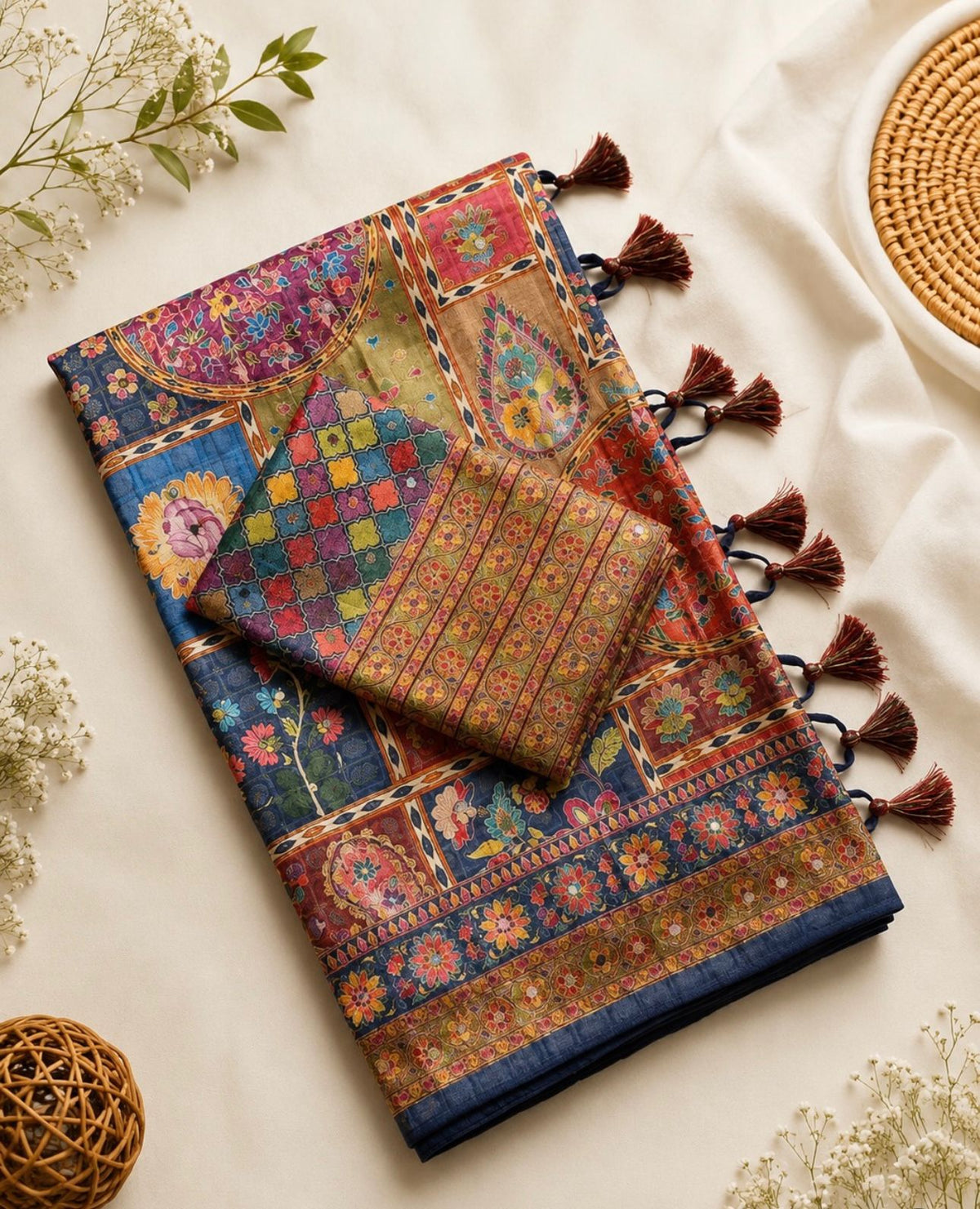 Soft Georgette Colorful Threads Work Saree (Coloring)