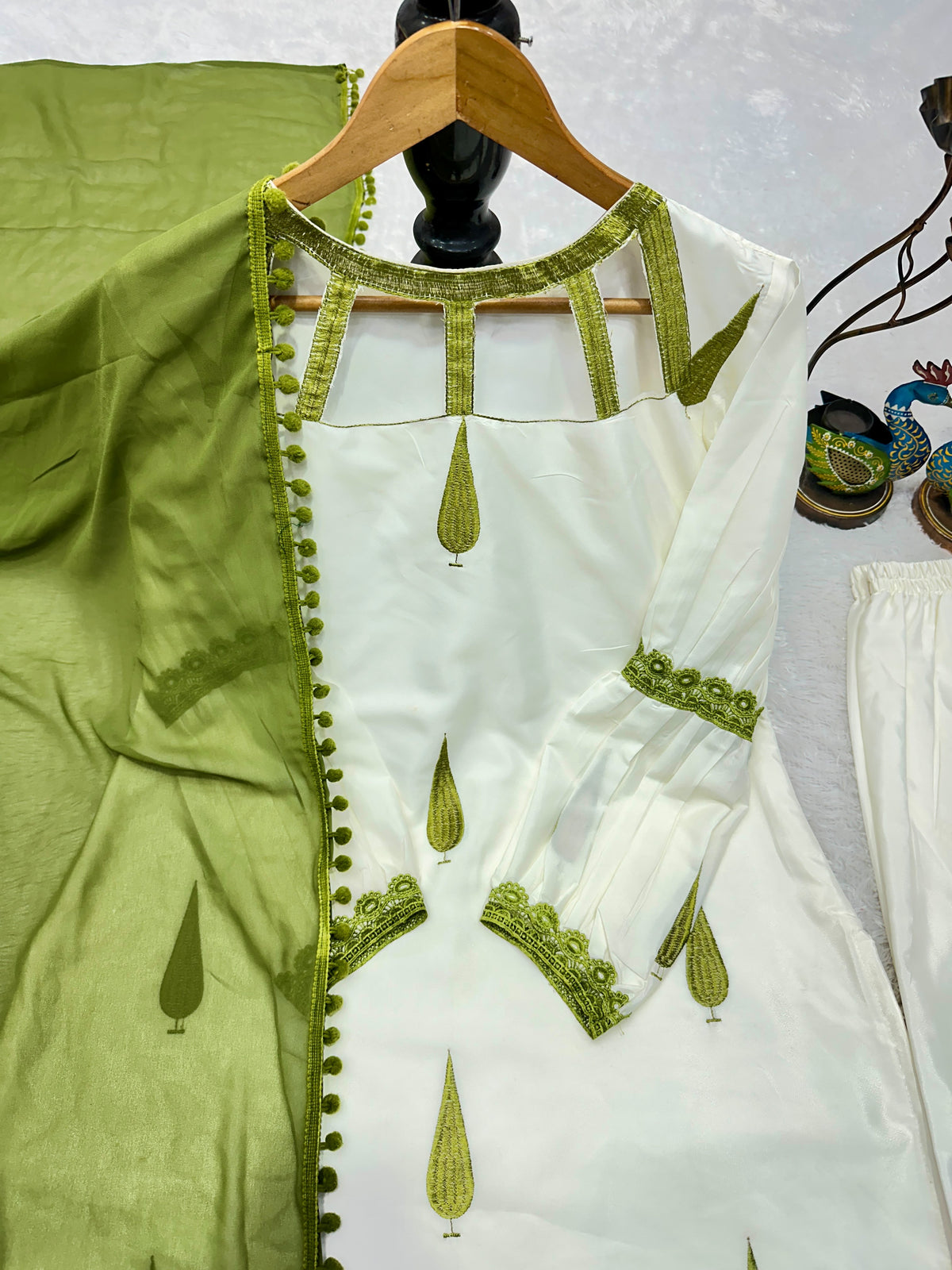 Pure Heavy Natural Satin Top with Farshi & Dupatta
