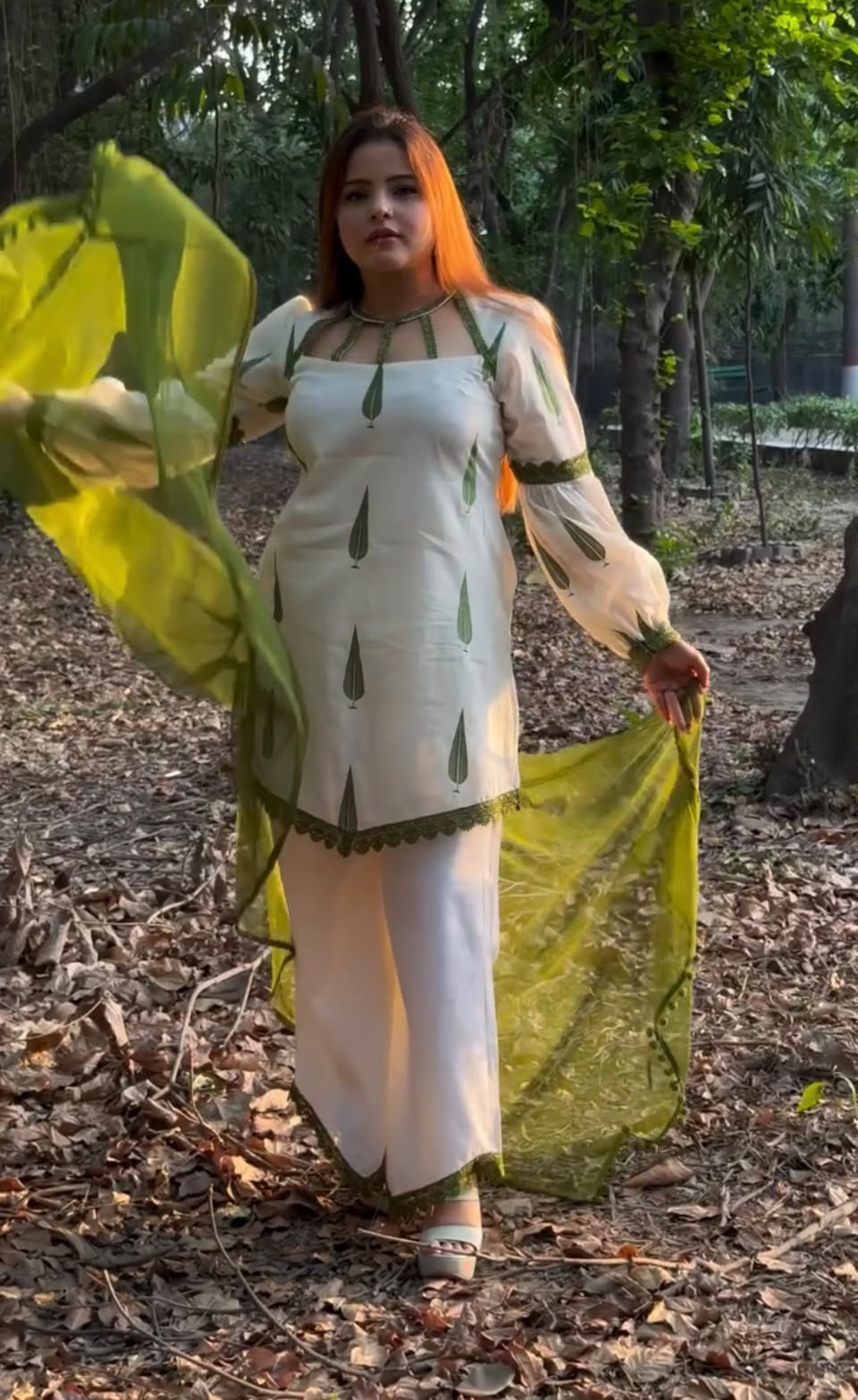Pure Heavy Natural Satin Top with Farshi & Dupatta