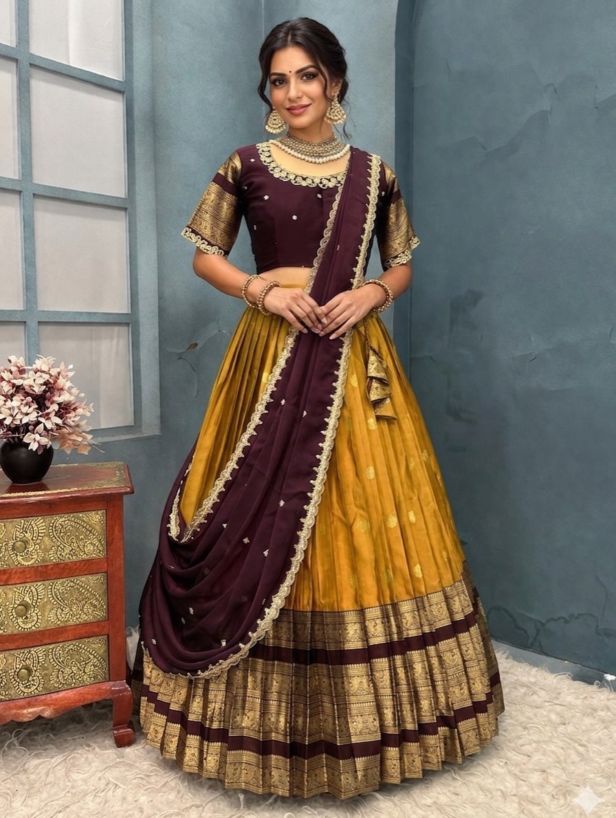 Kanjiveram Silk Full Stitched Lehenga Set