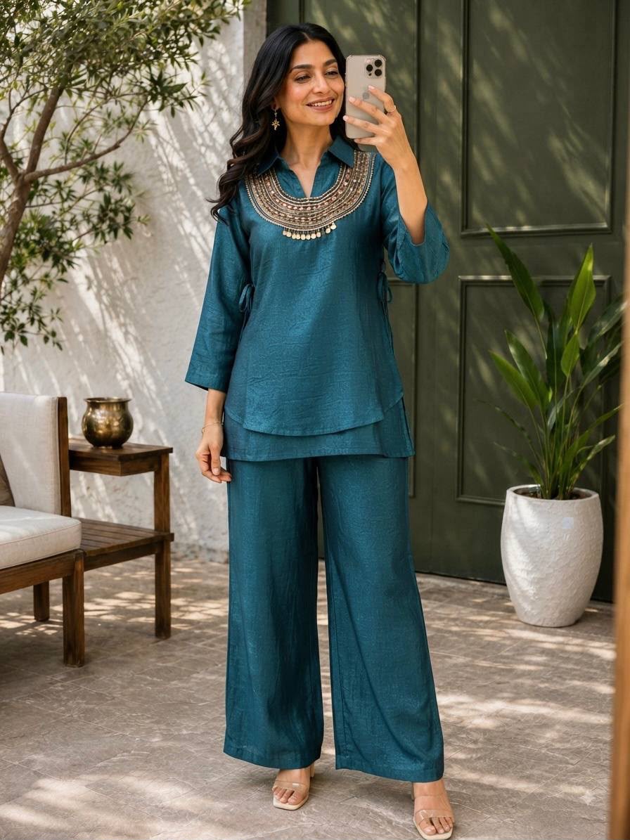 Kurti, Shrug & Plazzo Set