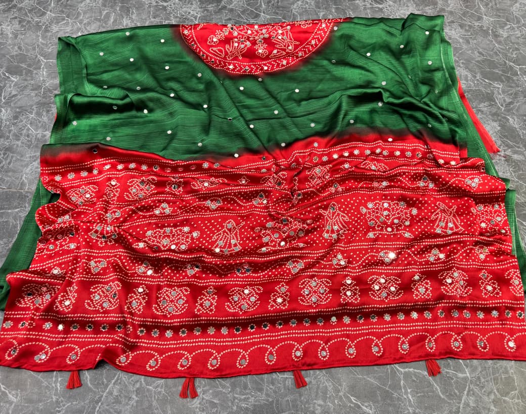 Gajji Silk Heavy Mirror Work Saree