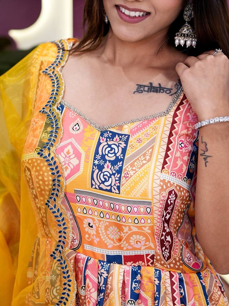 Salsa Silk Top-Plazzo with Dupatta