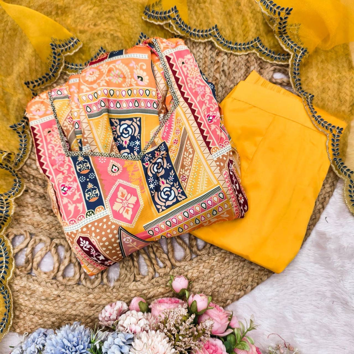 Salsa Silk Top-Plazzo with Dupatta