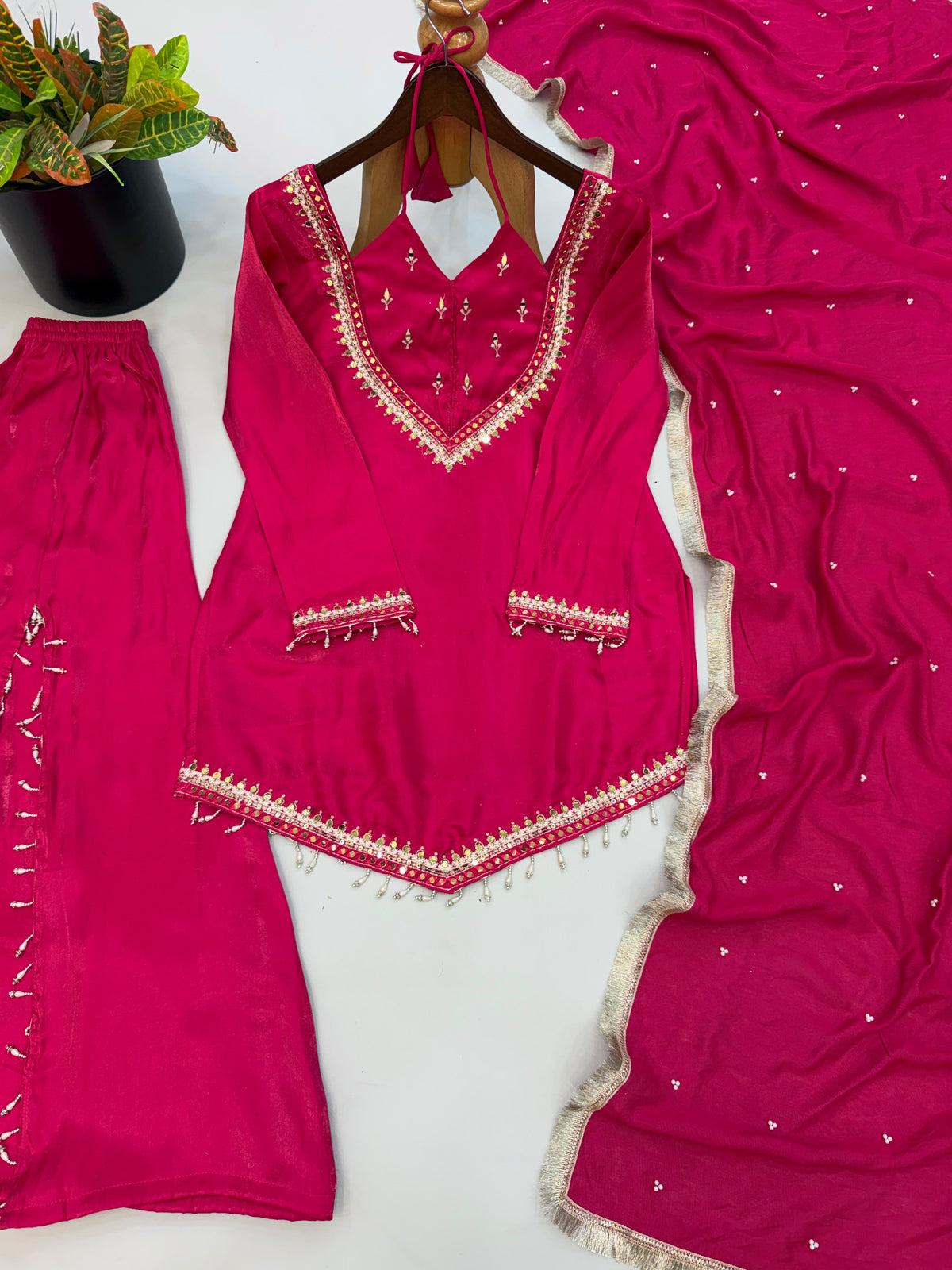 Fendy Silk Heavy Embroidery Sequence Sharara Suit
