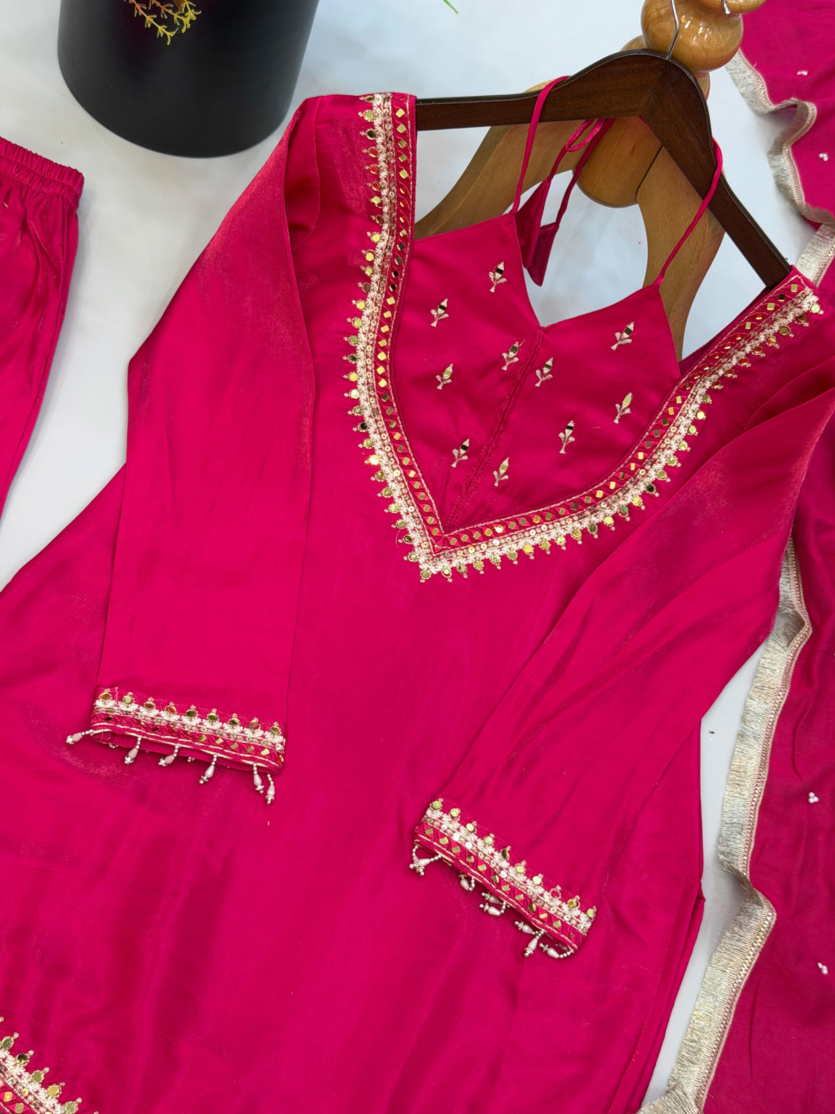 Fendy Silk Heavy Embroidery Sequence Sharara Suit