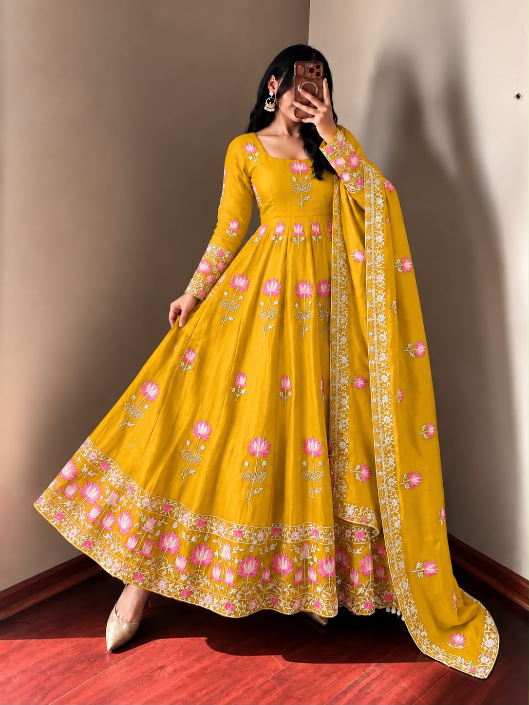 Elegant Embroidered Sequence Designer Anarkali 3 Piece Set