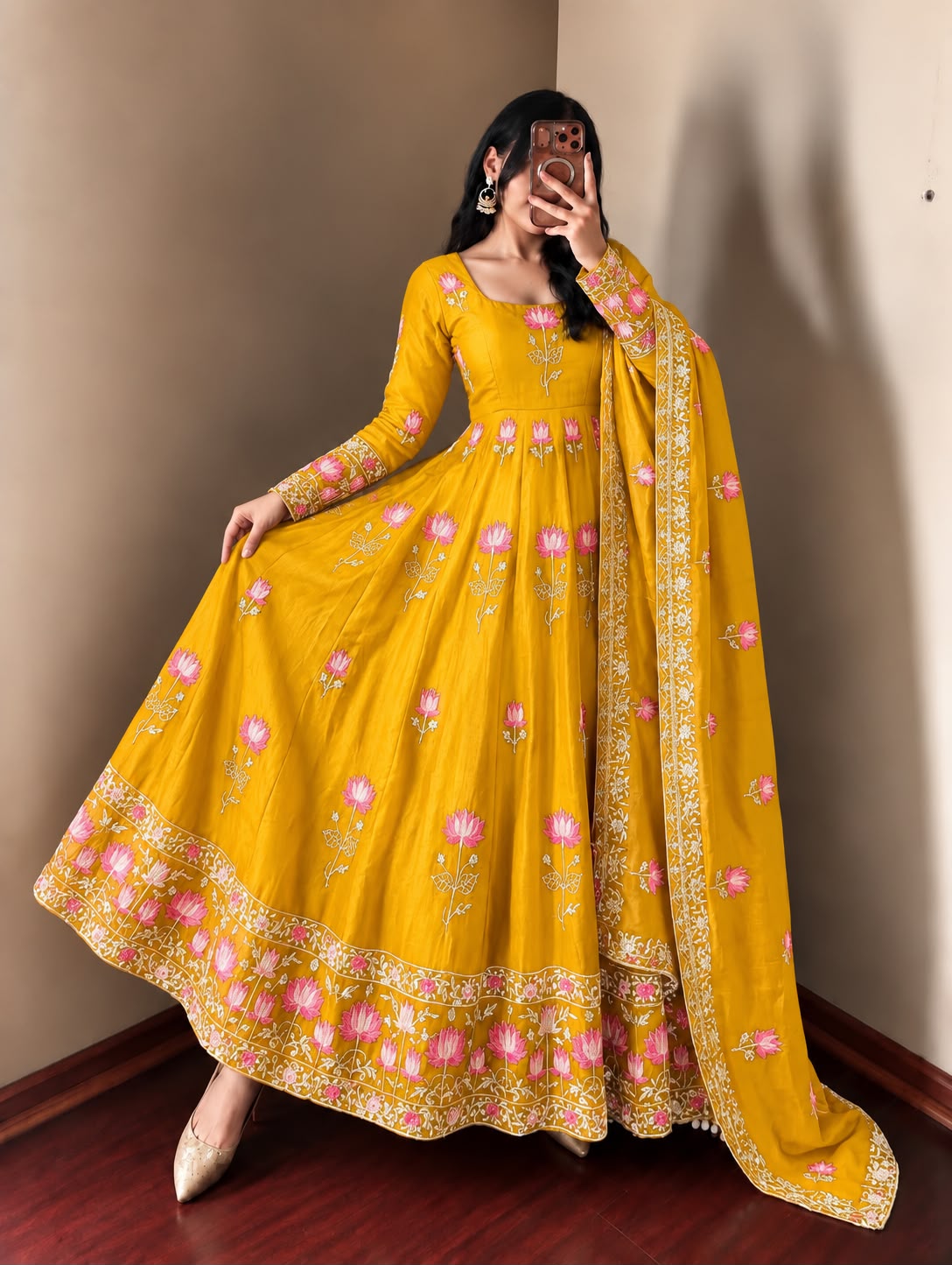 Elegant Embroidered Sequence Designer Anarkali 3 Piece Set