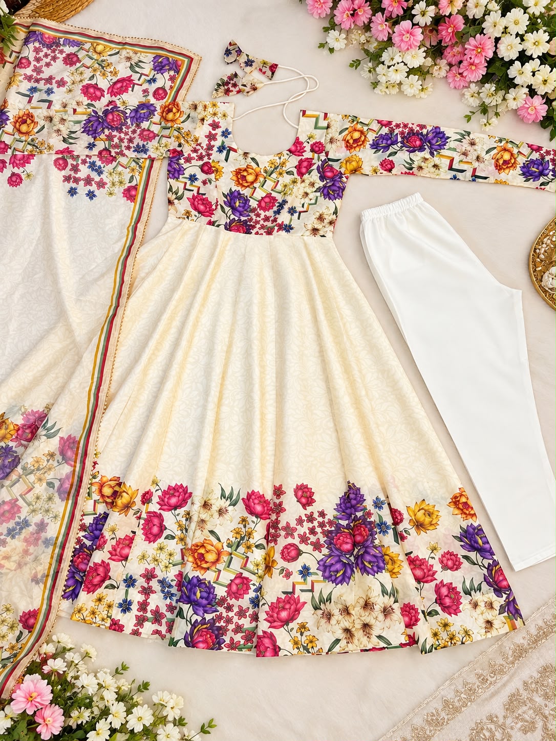 NEW TABBY FLOREL ANARKALI SUIT SET* *CATLOGUE- RUKMANI🥰*
