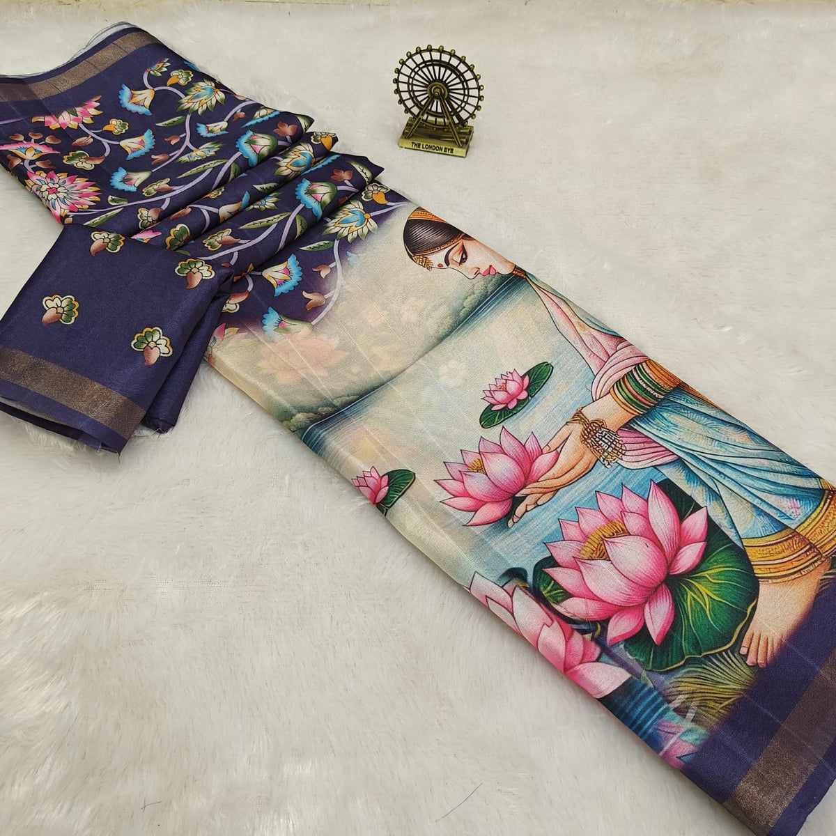 Pure Ajrakh Satin Viscous Silk Saree