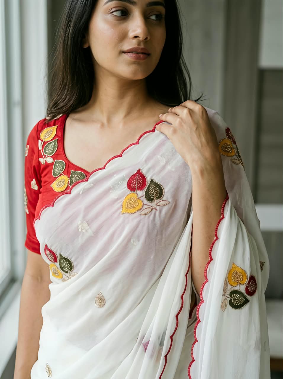 star georgette fabric With beautiful multi sequence and beats thread Embroidery work Allover saree