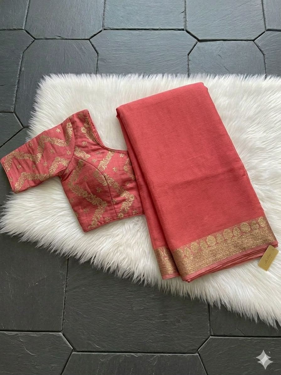 Viscose Georgette Saree With Weaving Butti Blouse