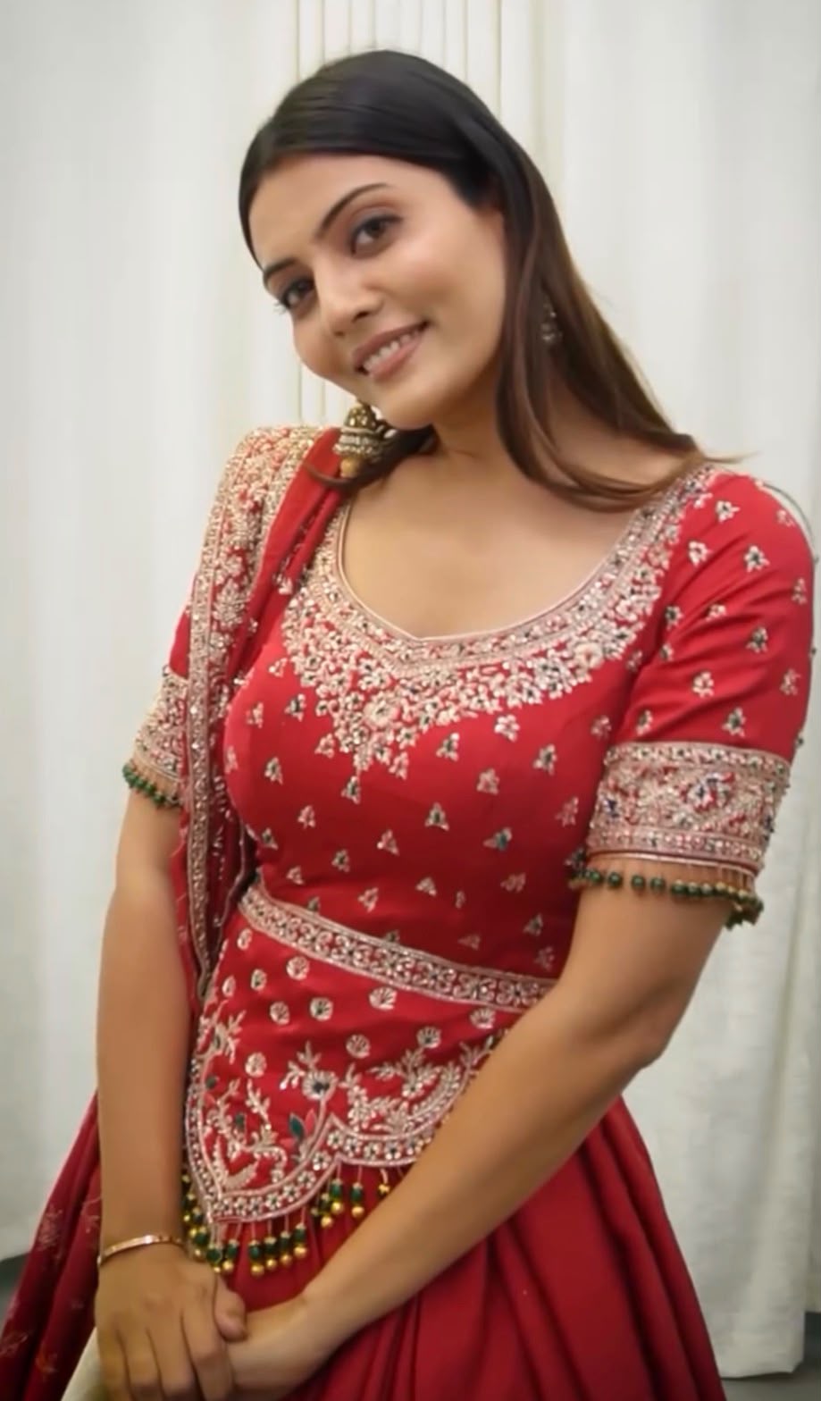 Red Embroidered Lehenga
