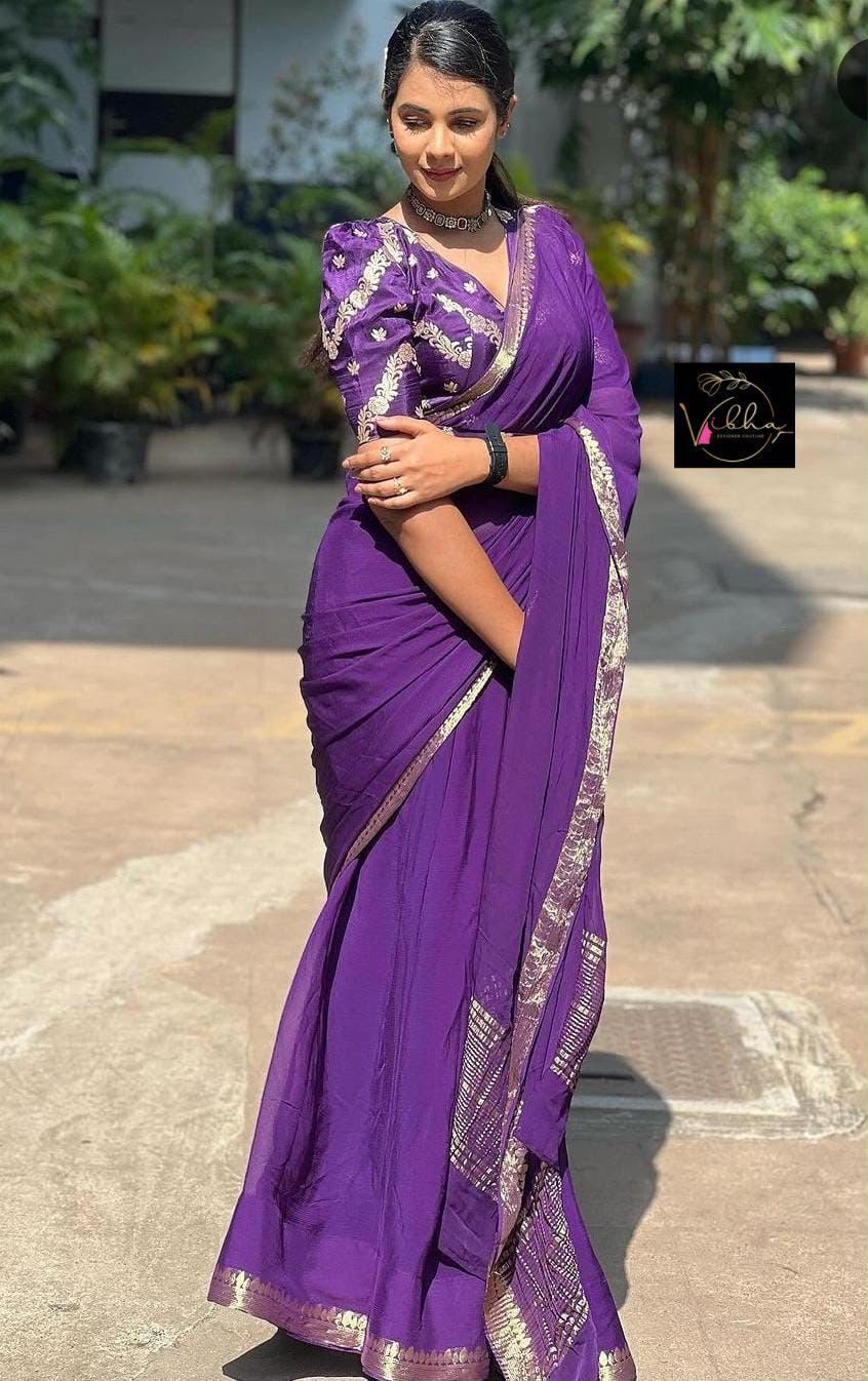 Viscose Georgette Saree With Weaving Butti Blouse