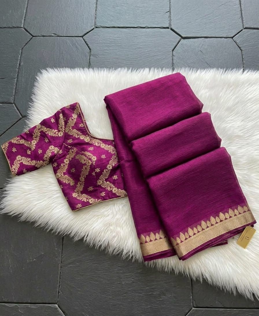 Viscose Georgette Saree With Weaving Butti Blouse
