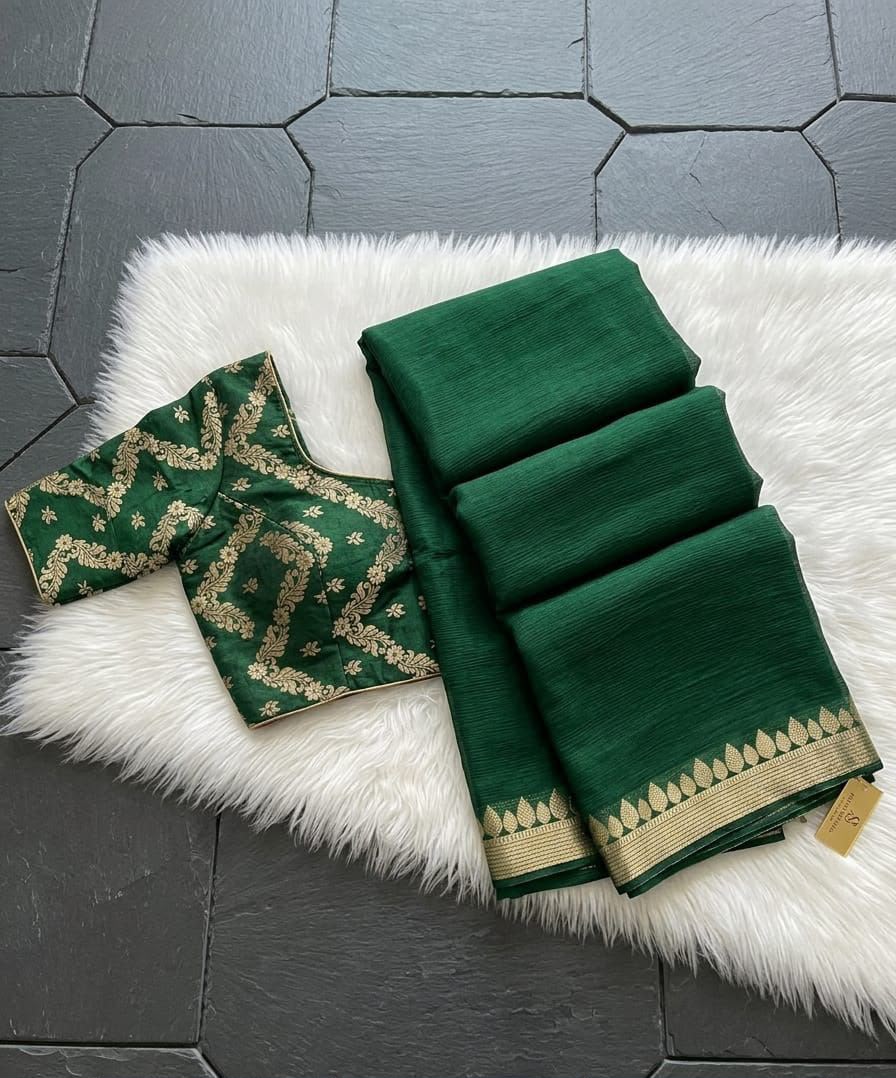 Viscose Georgette Saree With Weaving Butti Blouse