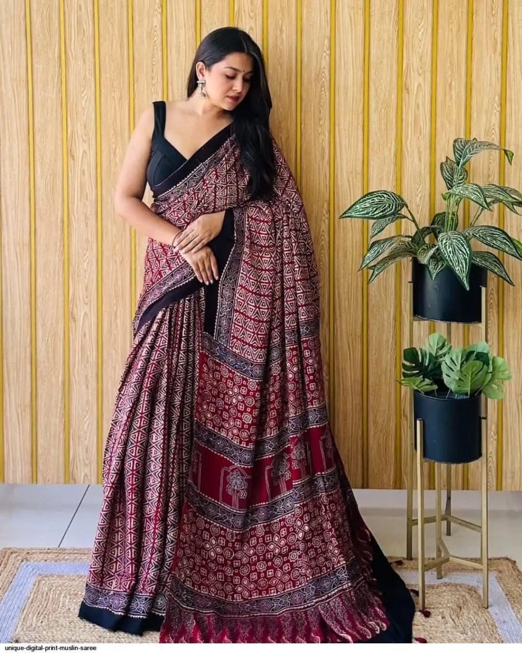 Model Silk digital print (Without tassels-phumka)