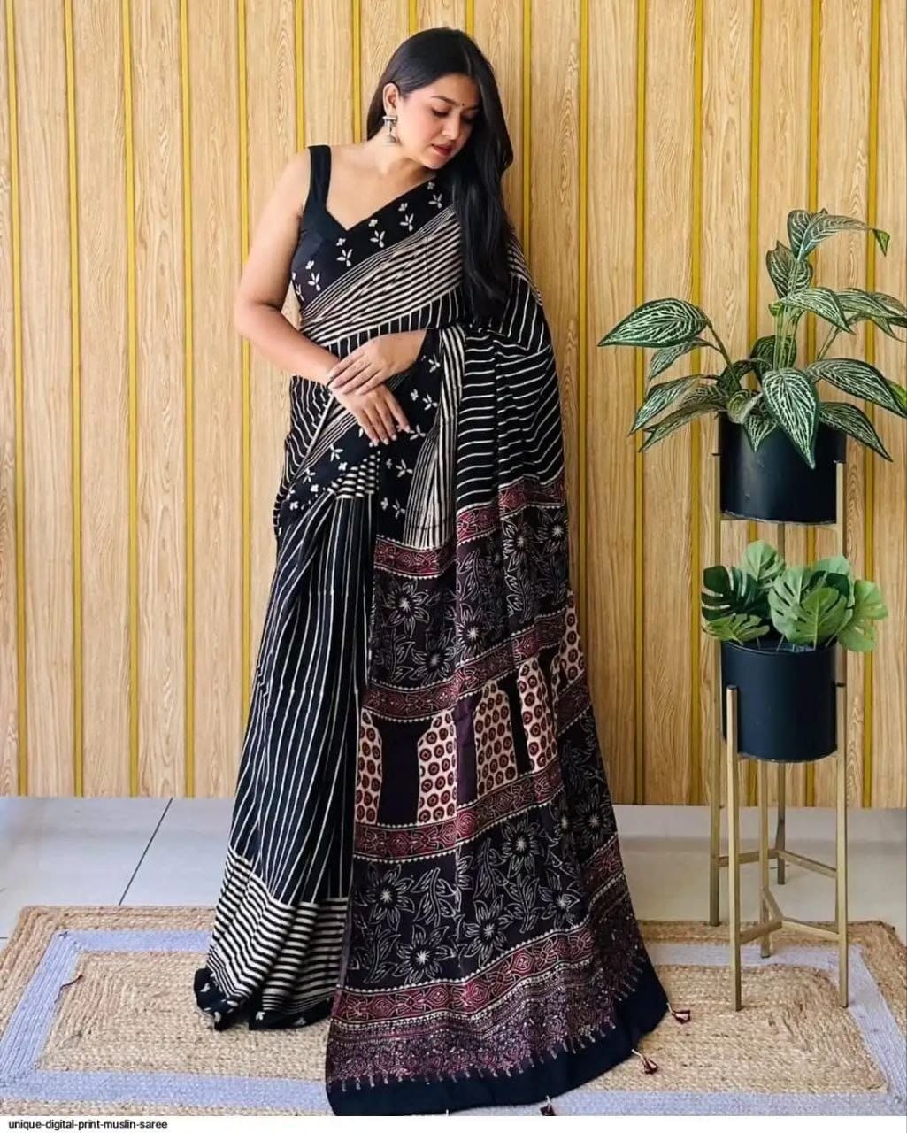 Model Silk digital print (Without tassels-phumka)