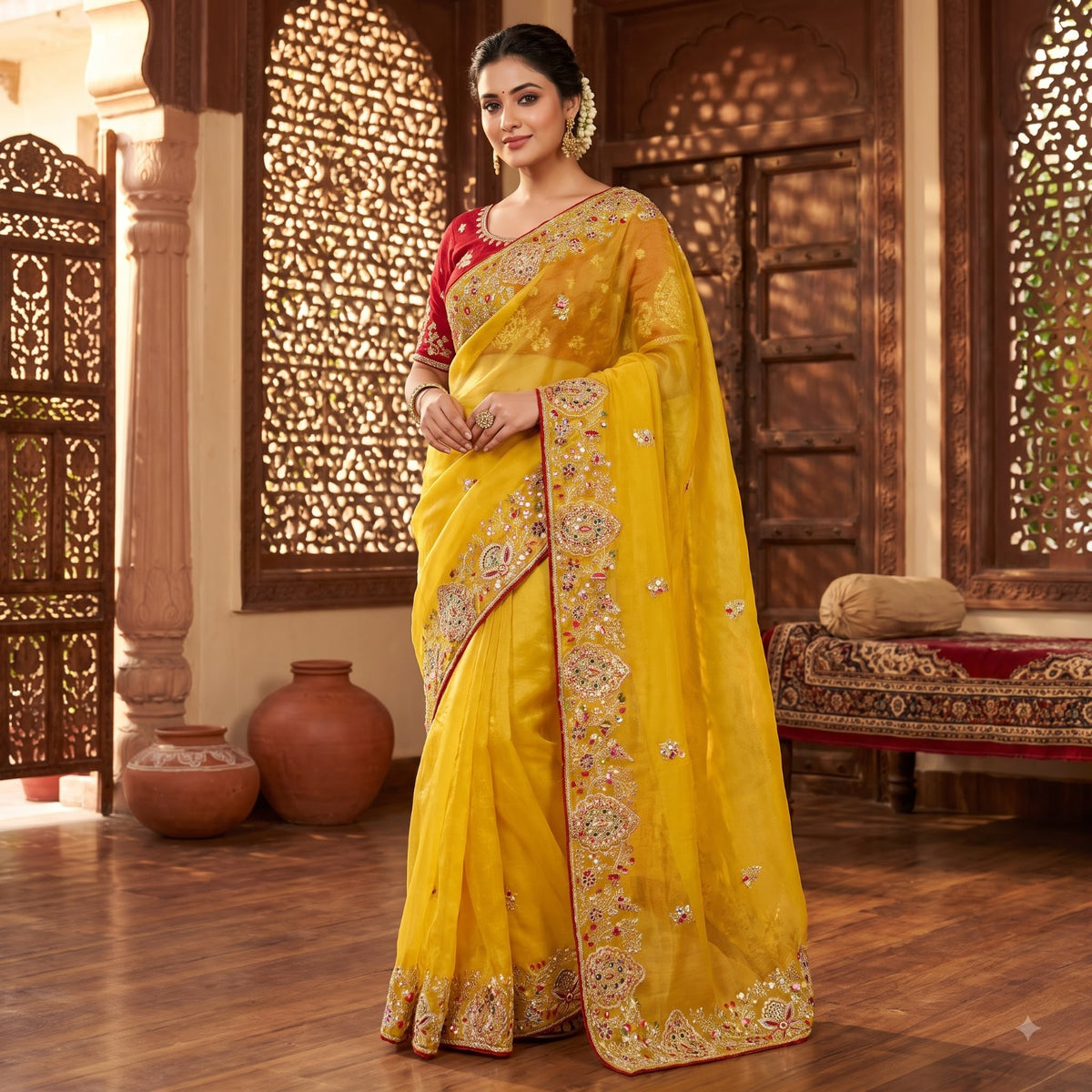 Fabric Soft Fandy Sattin Silk Fabric With Multi Thread Embroidery Coding Sequence With Dori Paiping