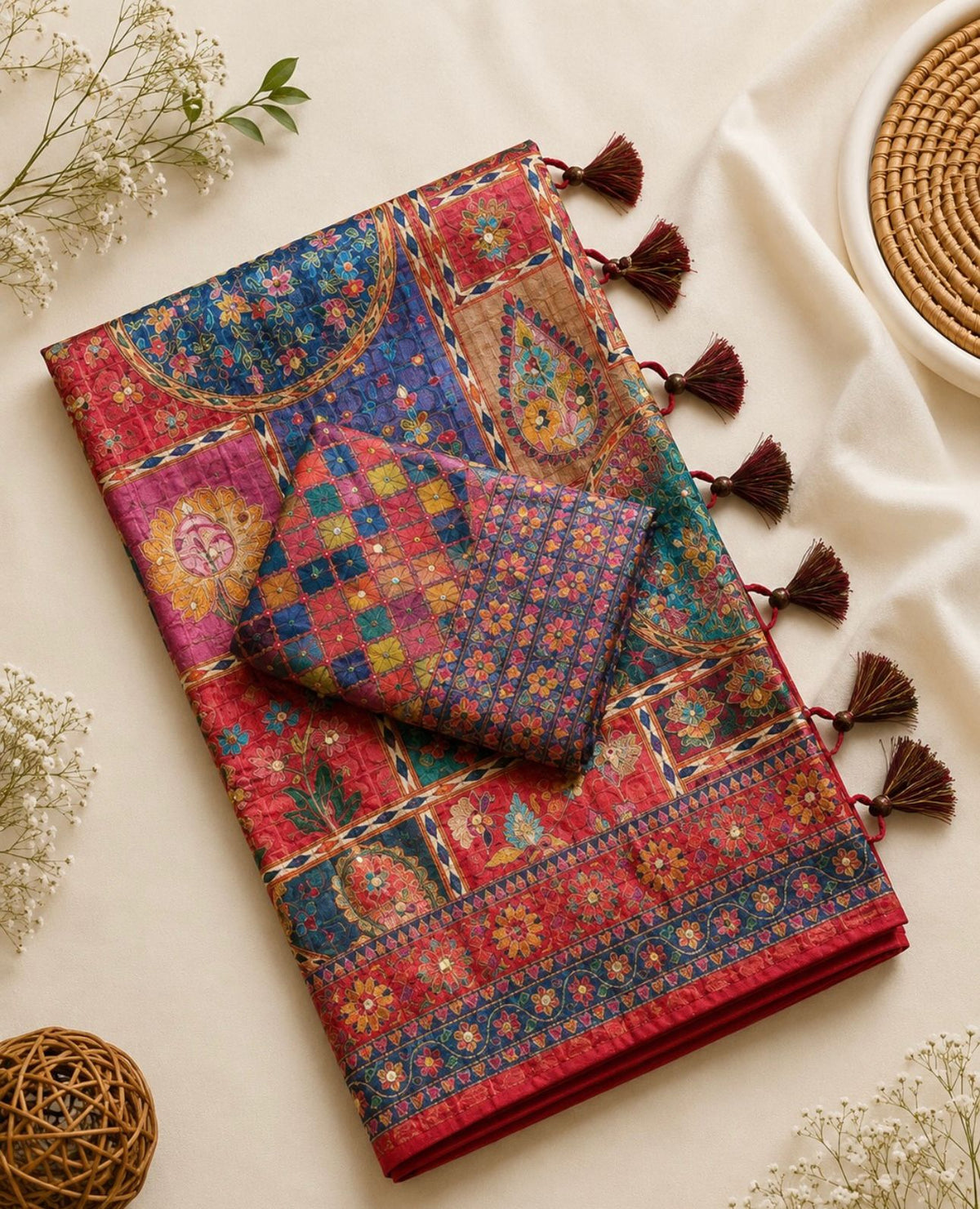 Soft Georgette Colorful Threads Work Saree (Coloring)