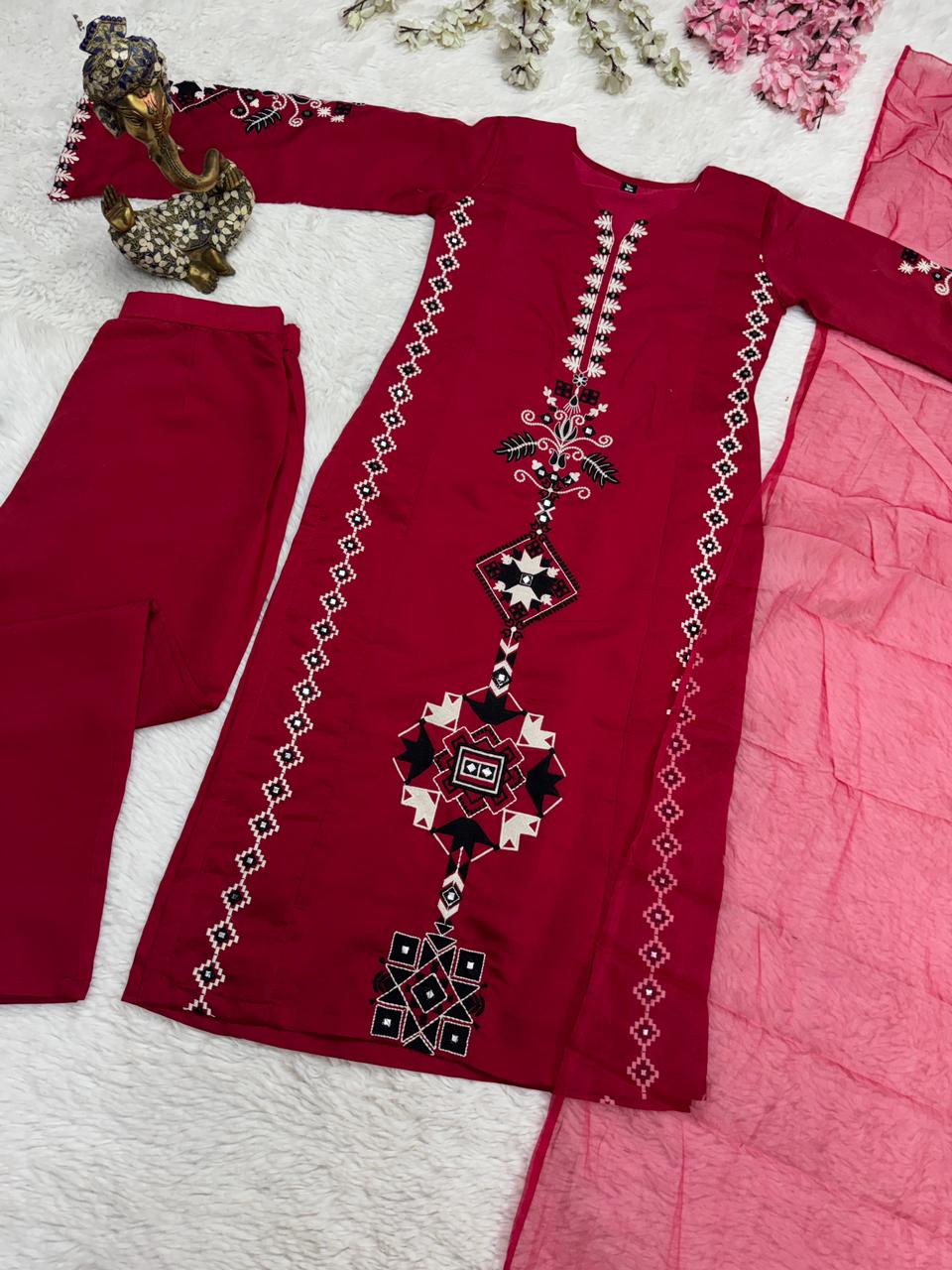 Festival Special 3 Pcs Set Chanderi Silk