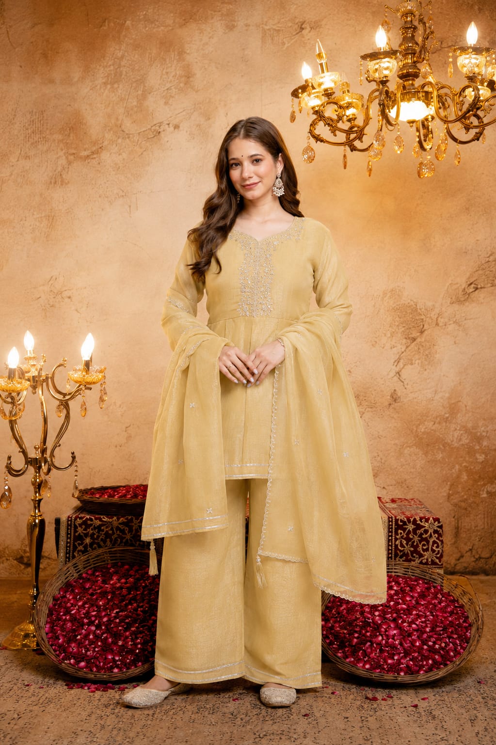 Designer Party Wear Top and Plazzo with Fancy Dupatta