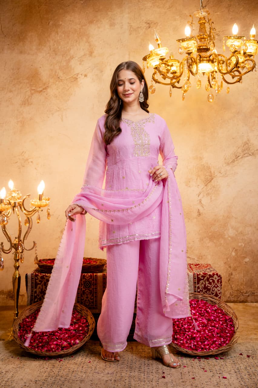 Designer Party Wear Top and Plazzo with Fancy Dupatta