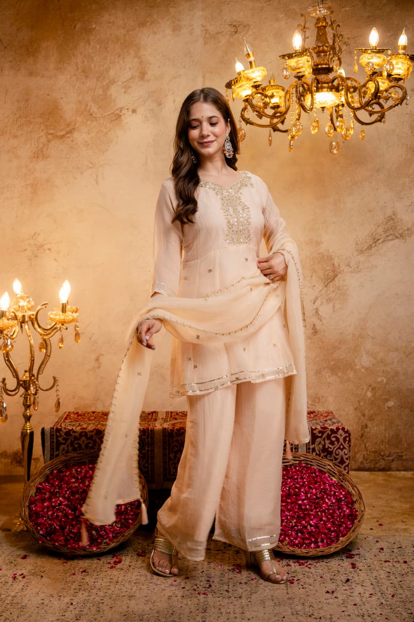 Designer Party Wear Top and Plazzo with Fancy Dupatta