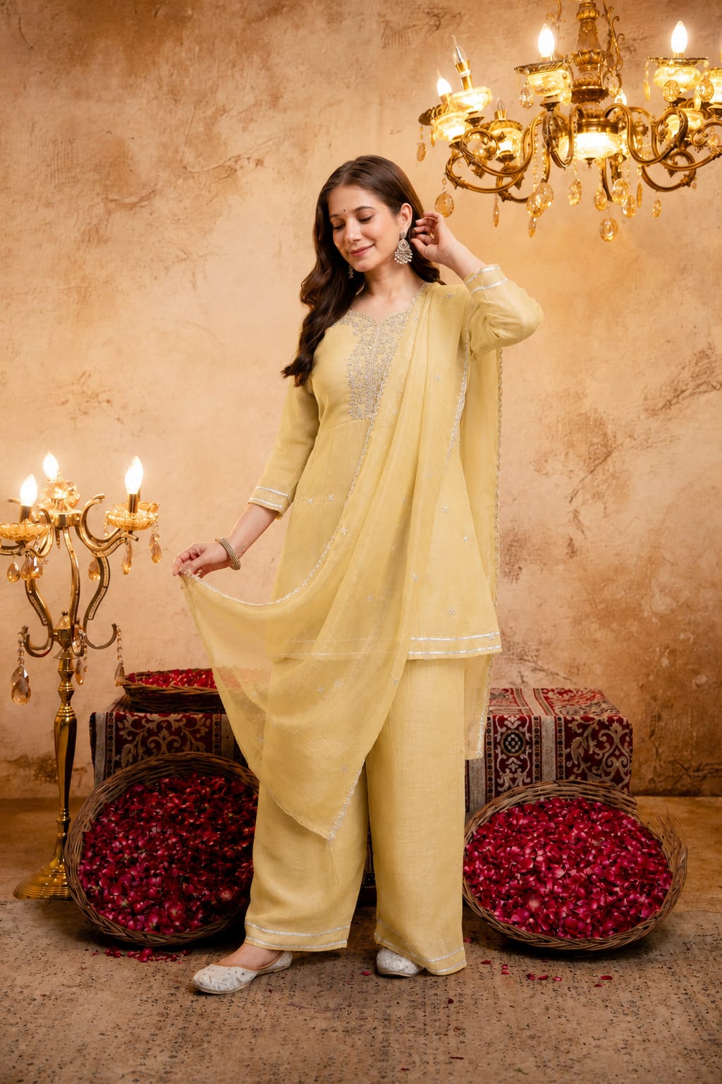 Designer Party Wear Top and Plazzo with Fancy Dupatta