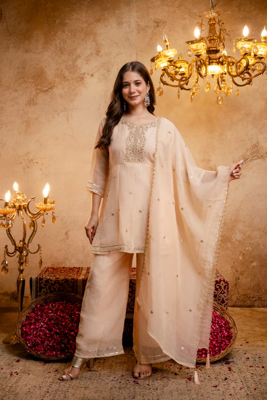 Designer Party Wear Top and Plazzo with Fancy Dupatta