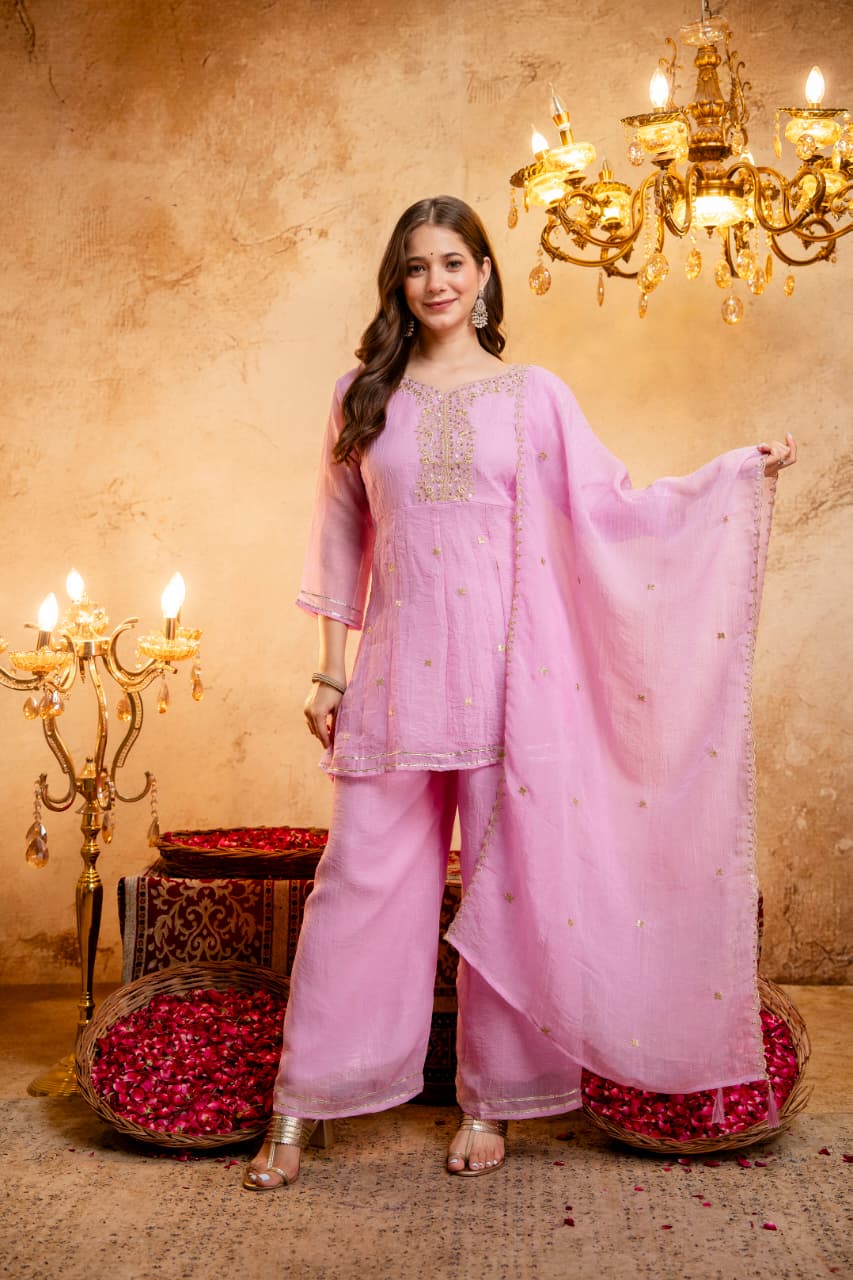 Designer Party Wear Top and Plazzo with Fancy Dupatta