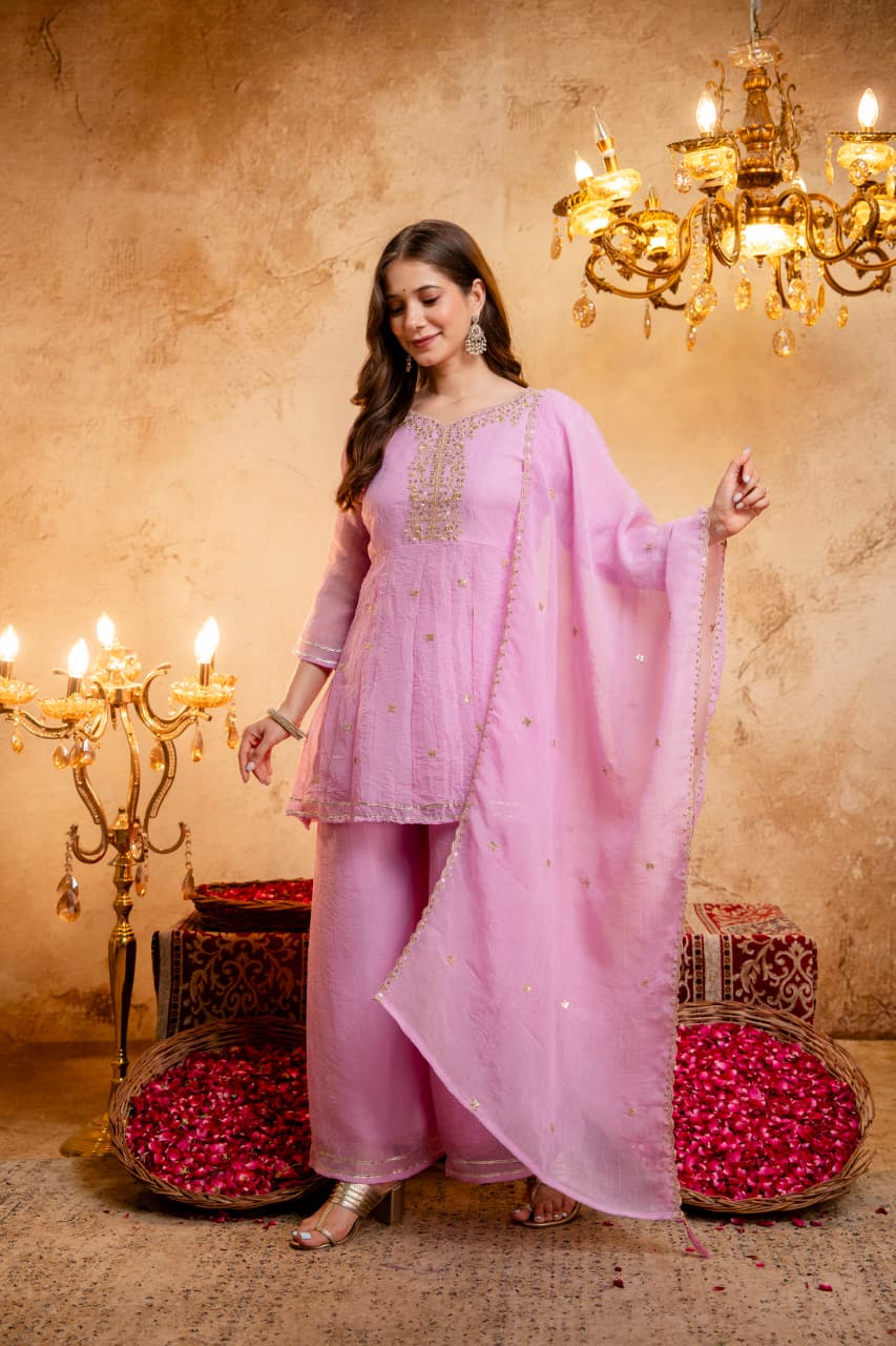 Designer Party Wear Top and Plazzo with Fancy Dupatta