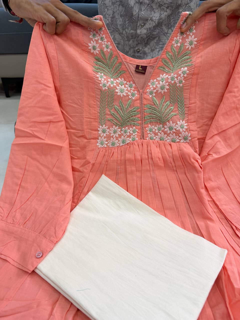 Pure Cotton Embroidery Top With Plazo