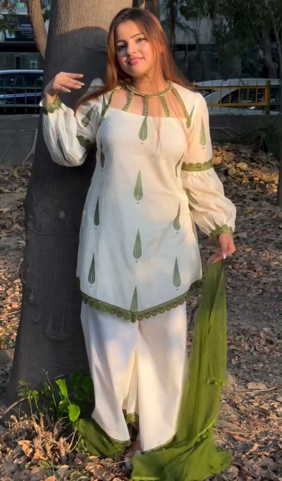 Pure Heavy Natural Satin Top with Farshi & Dupatta