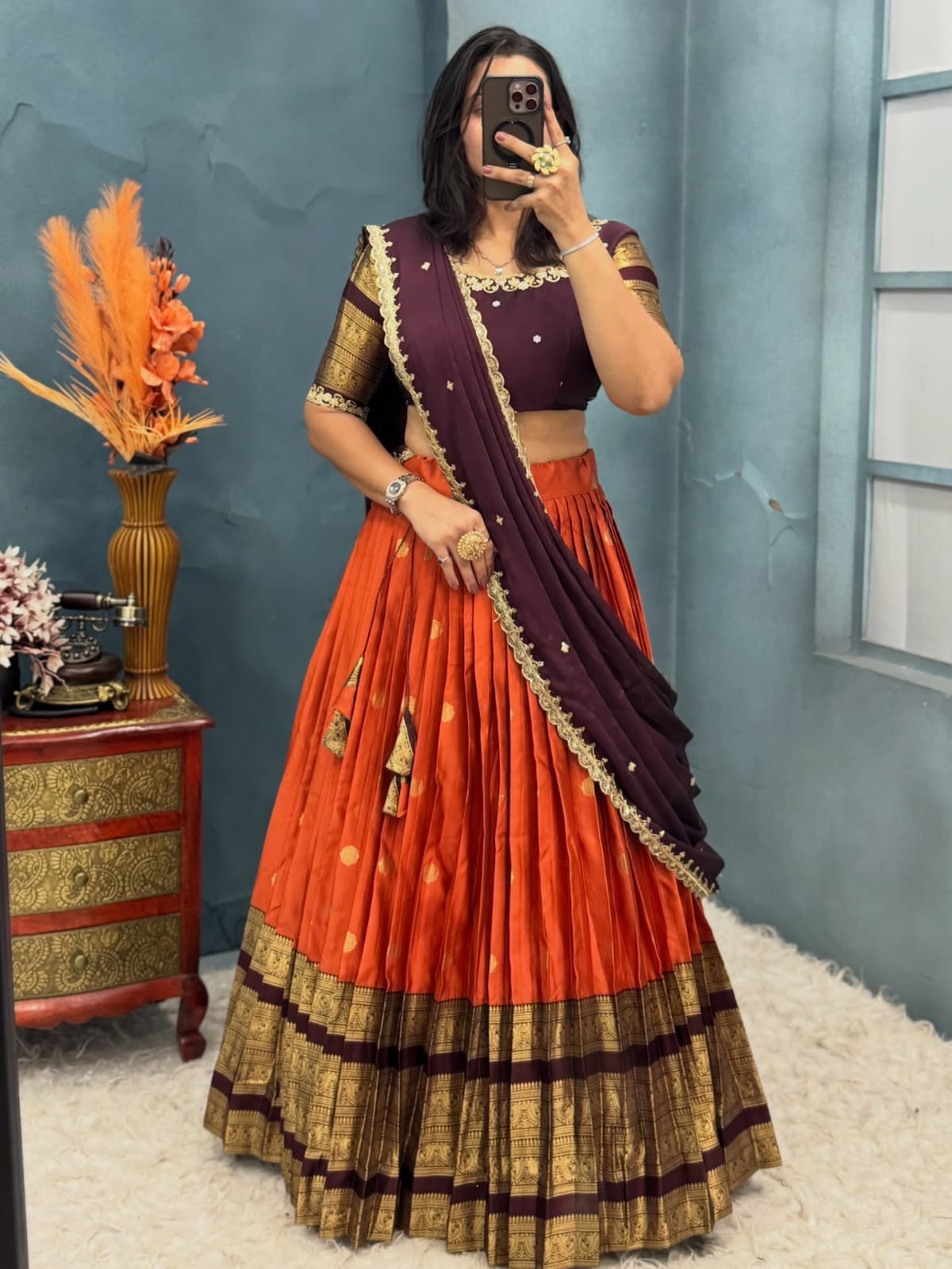 Kanjiveram Silk Full Stitched Lehenga Set