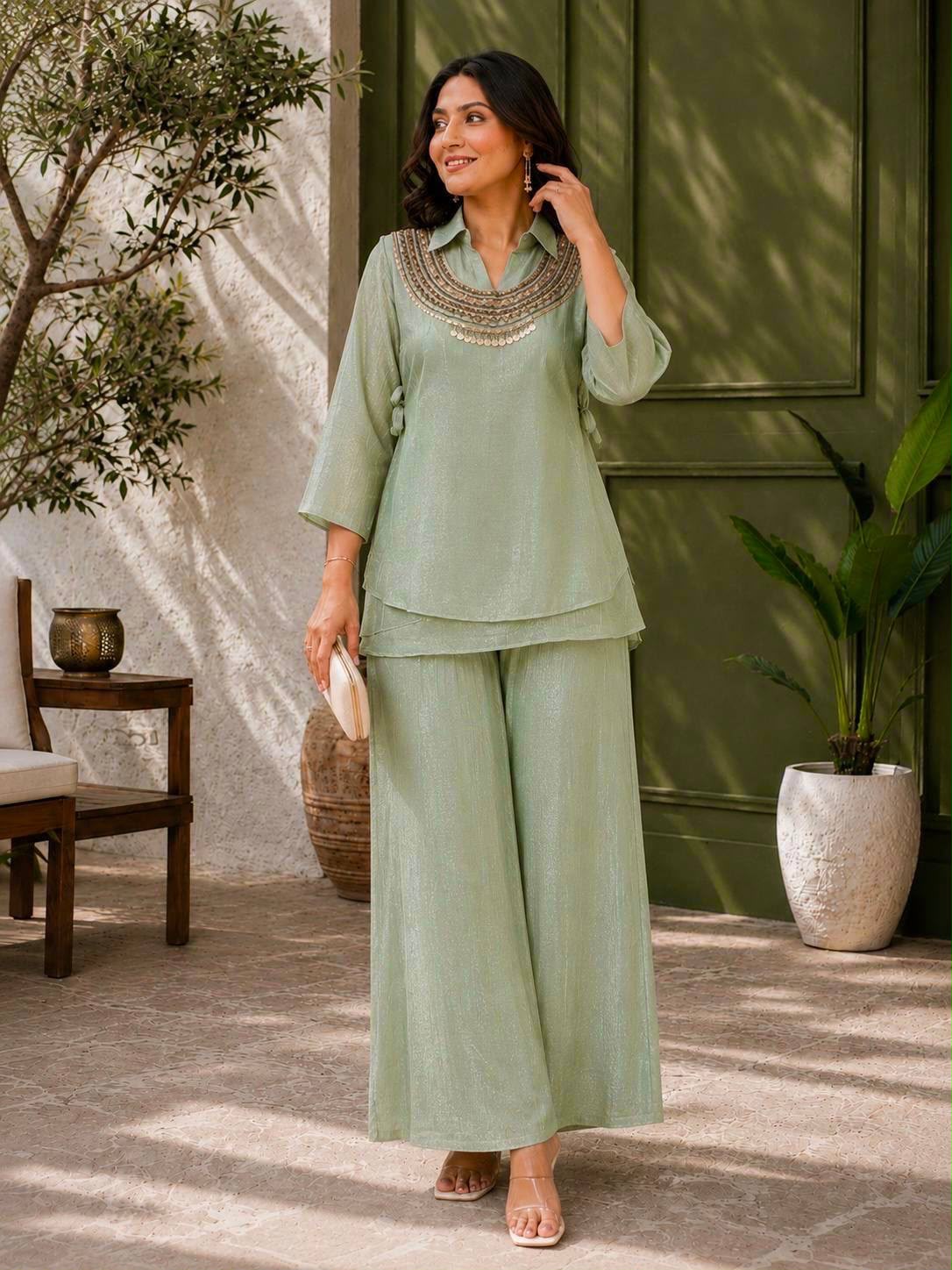 Kurti, Shrug & Plazzo Set