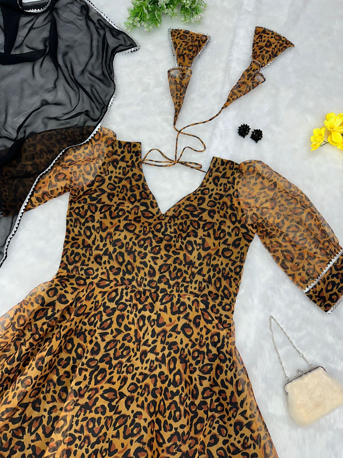 Animal Print Anarkali Gown