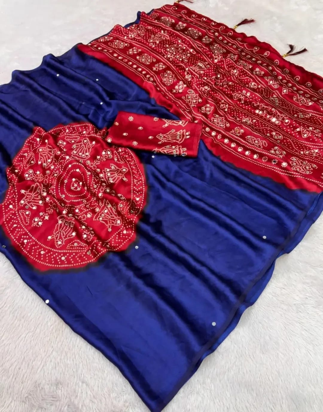 Gajji Silk Heavy Mirror Work Saree