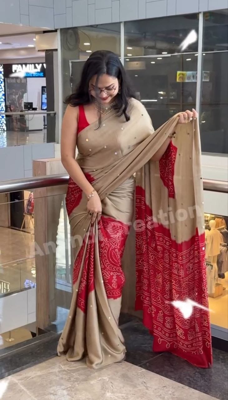 Gajji Silk Heavy Mirror Work Saree