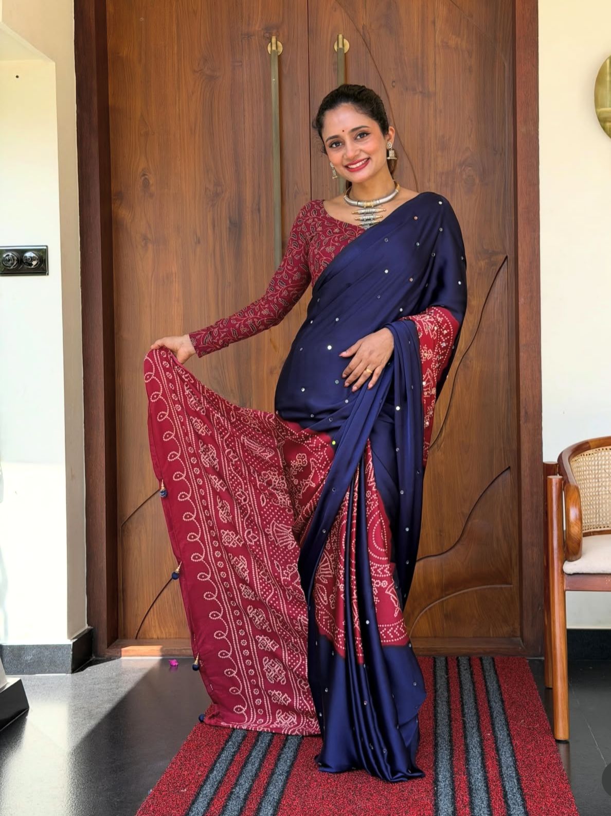 Gajji Silk Heavy Mirror Work Saree