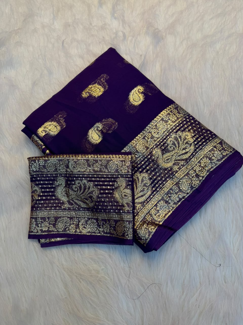 Pure Fancy Gold Simmer Saree (Gajaraj)