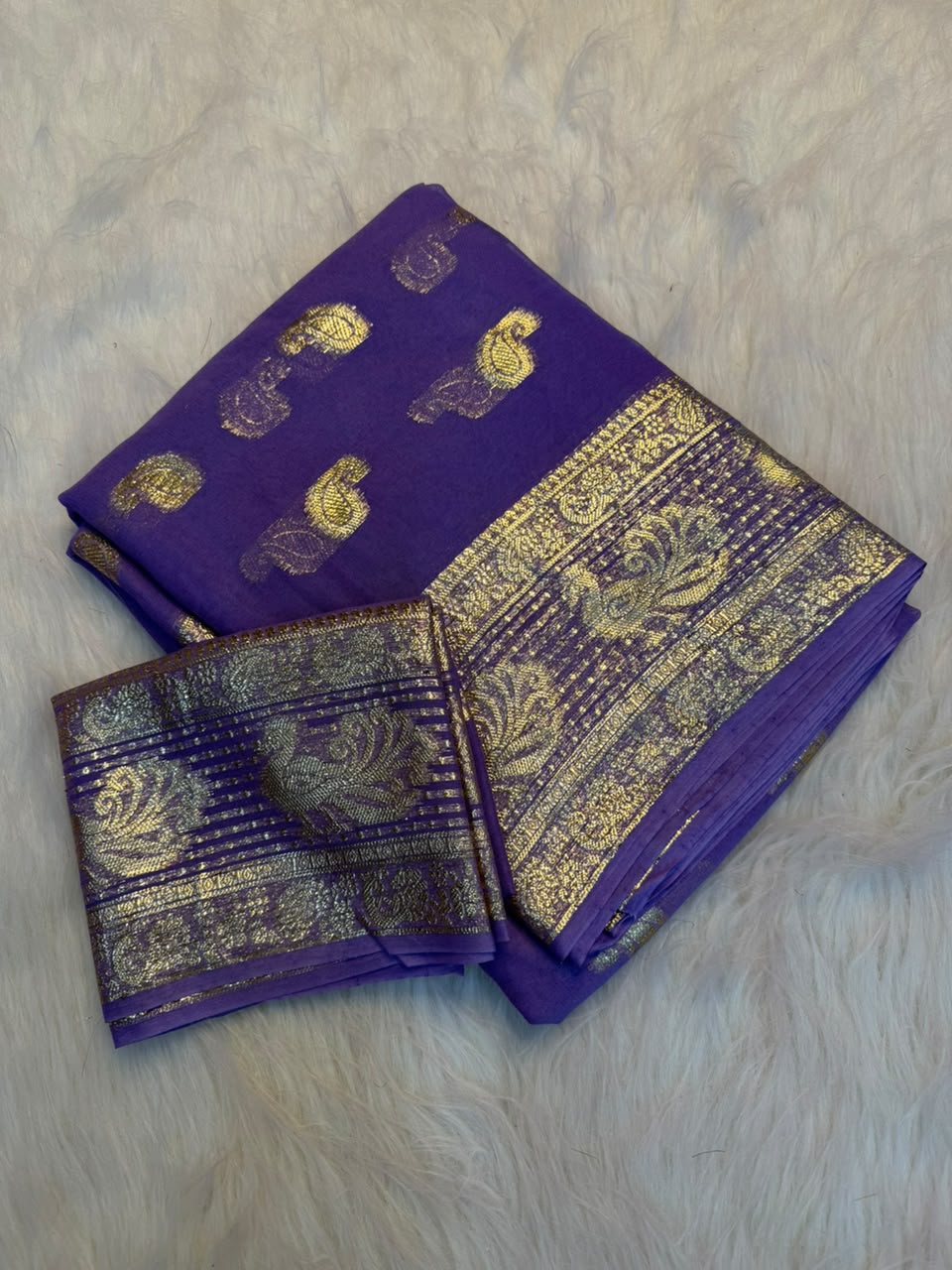 Pure Fancy Gold Simmer Saree (Gajaraj)