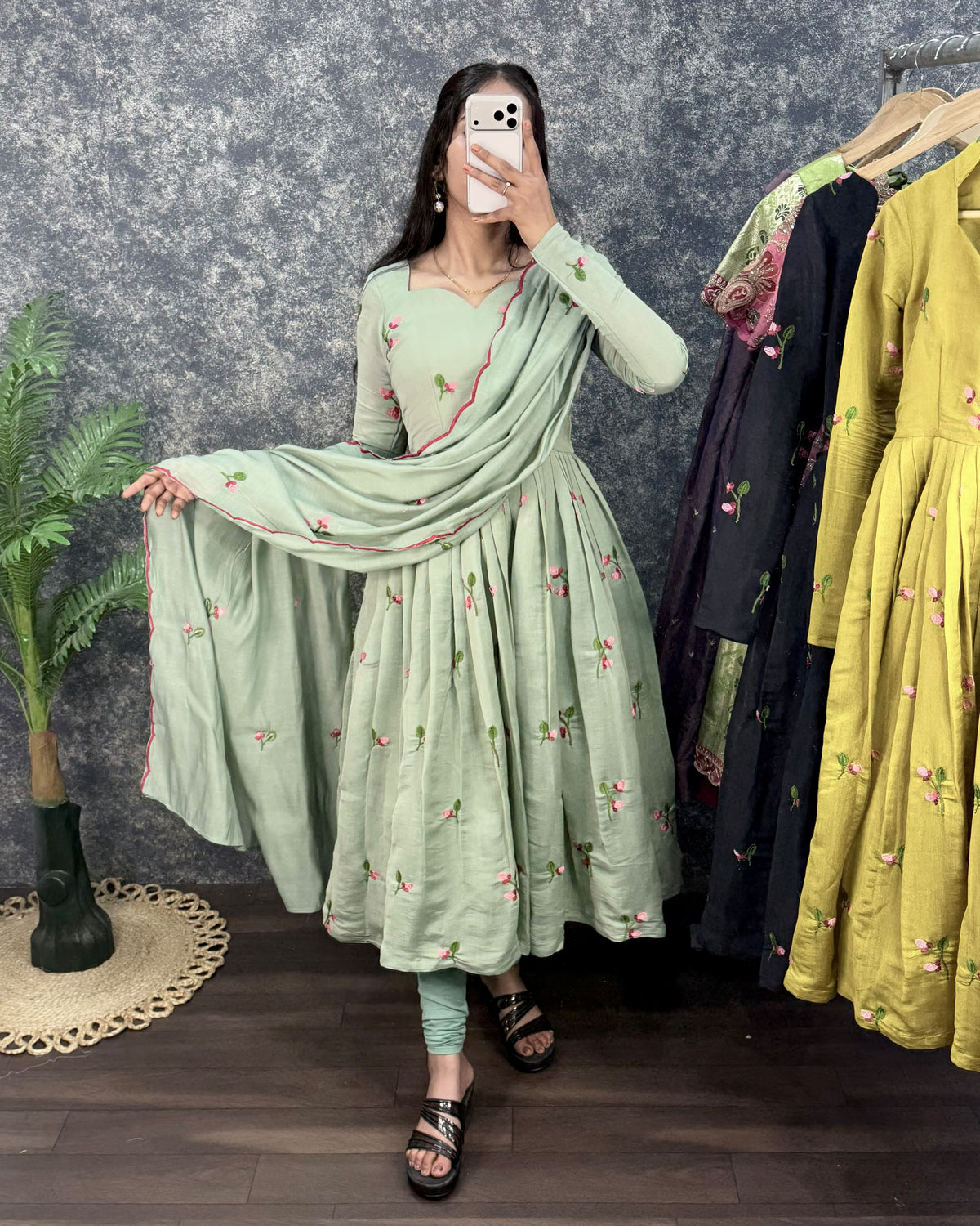 Anarkali Set Mull Chanderi