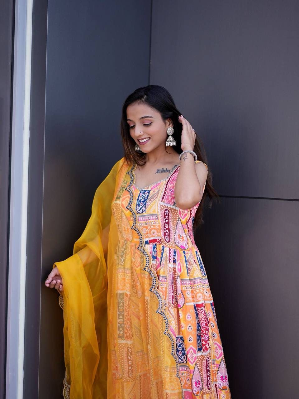 Salsa Silk Top-Plazzo with Dupatta