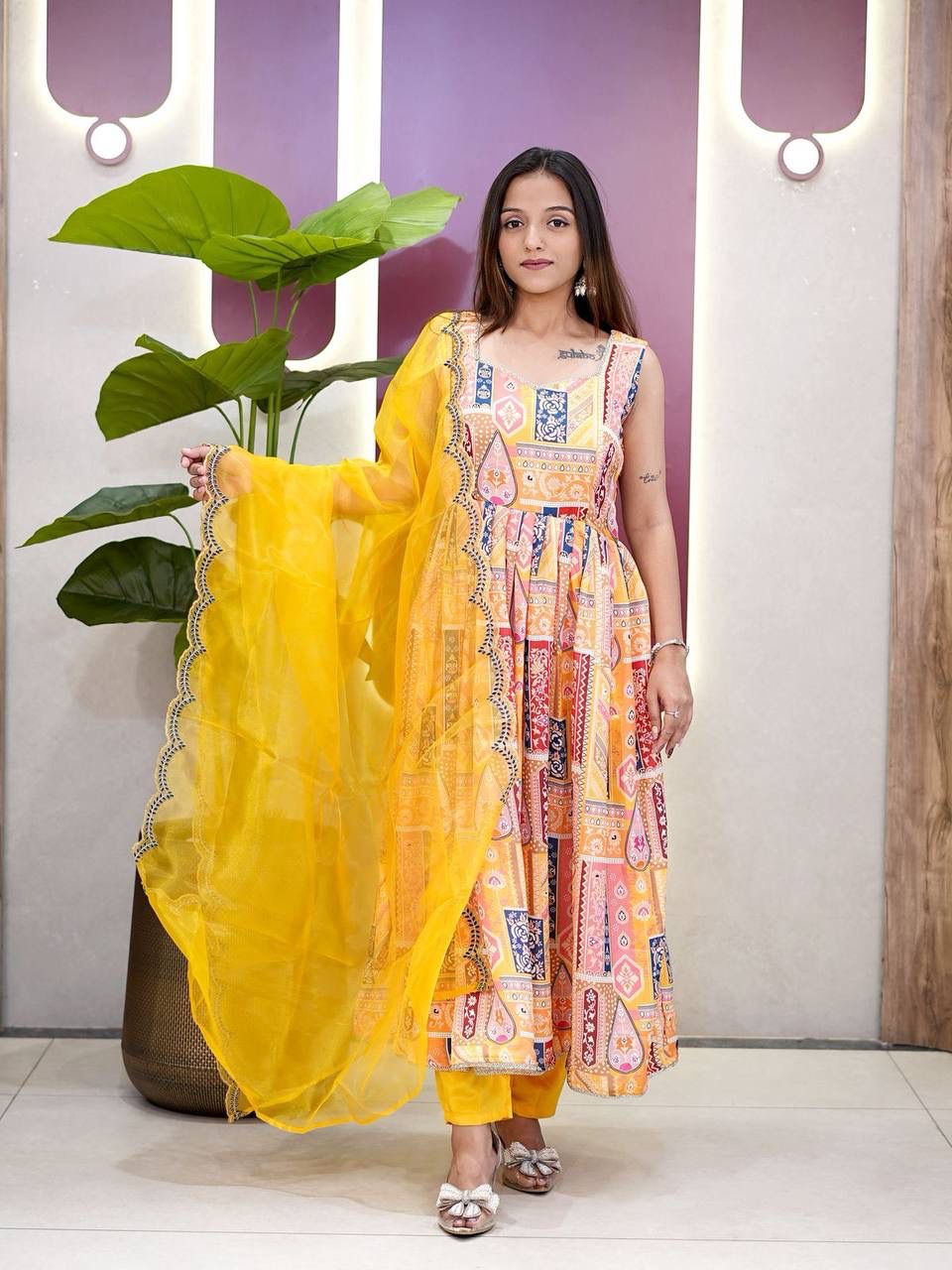 Salsa Silk Top-Plazzo with Dupatta