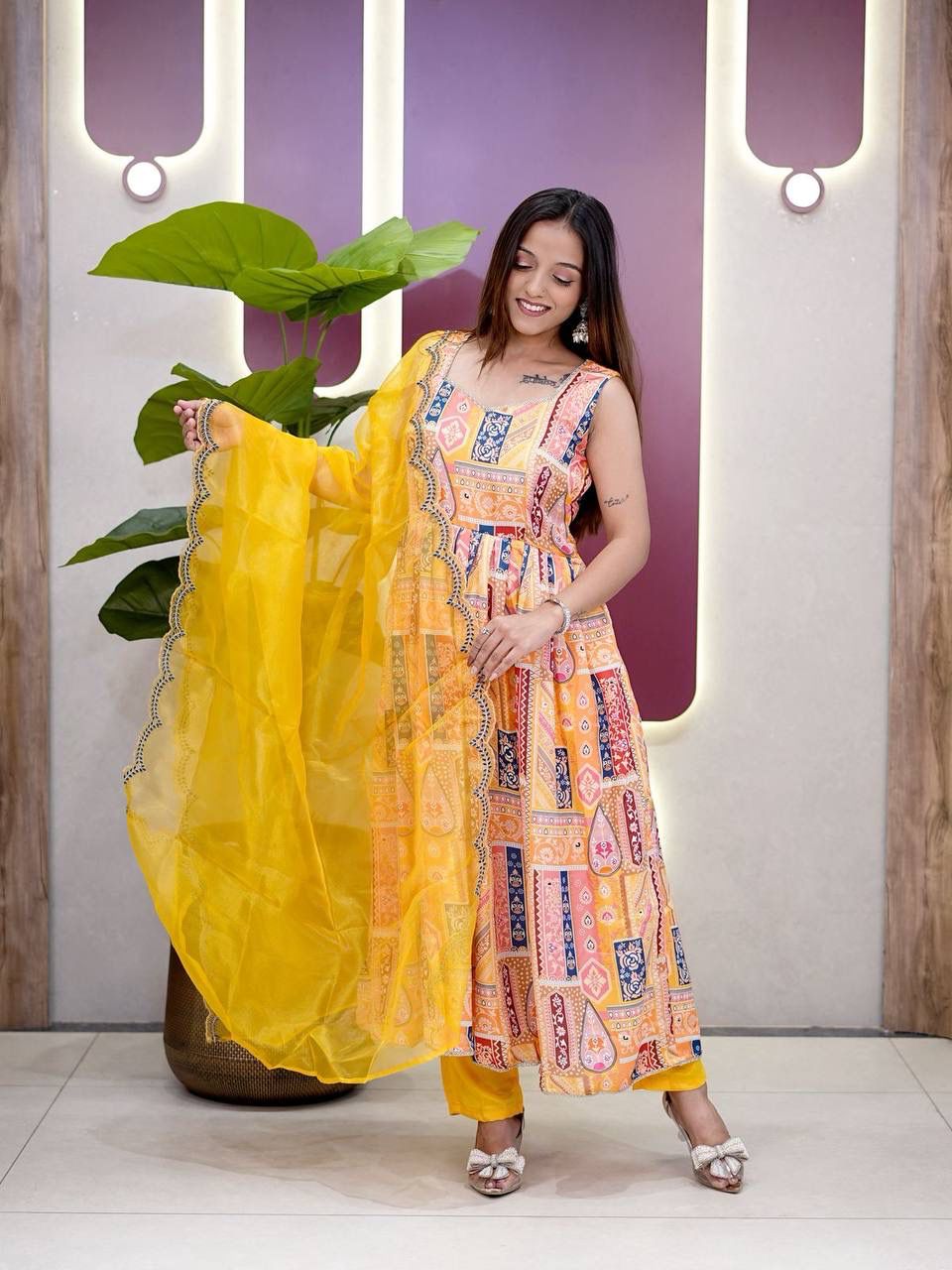 Salsa Silk Top-Plazzo with Dupatta